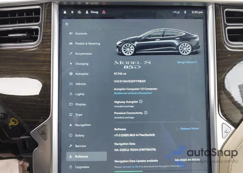 2015 Tesla Model S 70D/85D/P85D из США, поврежденный, VIN 5YJSA1E25FF118321